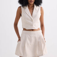 Reistor Cotton Tweed Skort in Cream