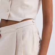 Reistor Cotton Tweed Skort in Cream