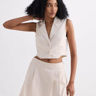 Reistor Cotton Tweed Skort in Cream