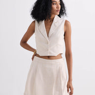 Reistor Cotton Tweed Skort in Cream