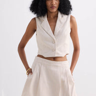 Reistor Cotton Tweed Skort in Cream