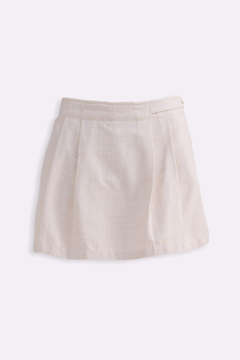 Reistor Cotton Tweed Skort in Cream