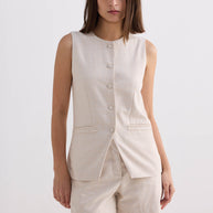 Reistor Cotton Tweed Vest Jacket in Cream