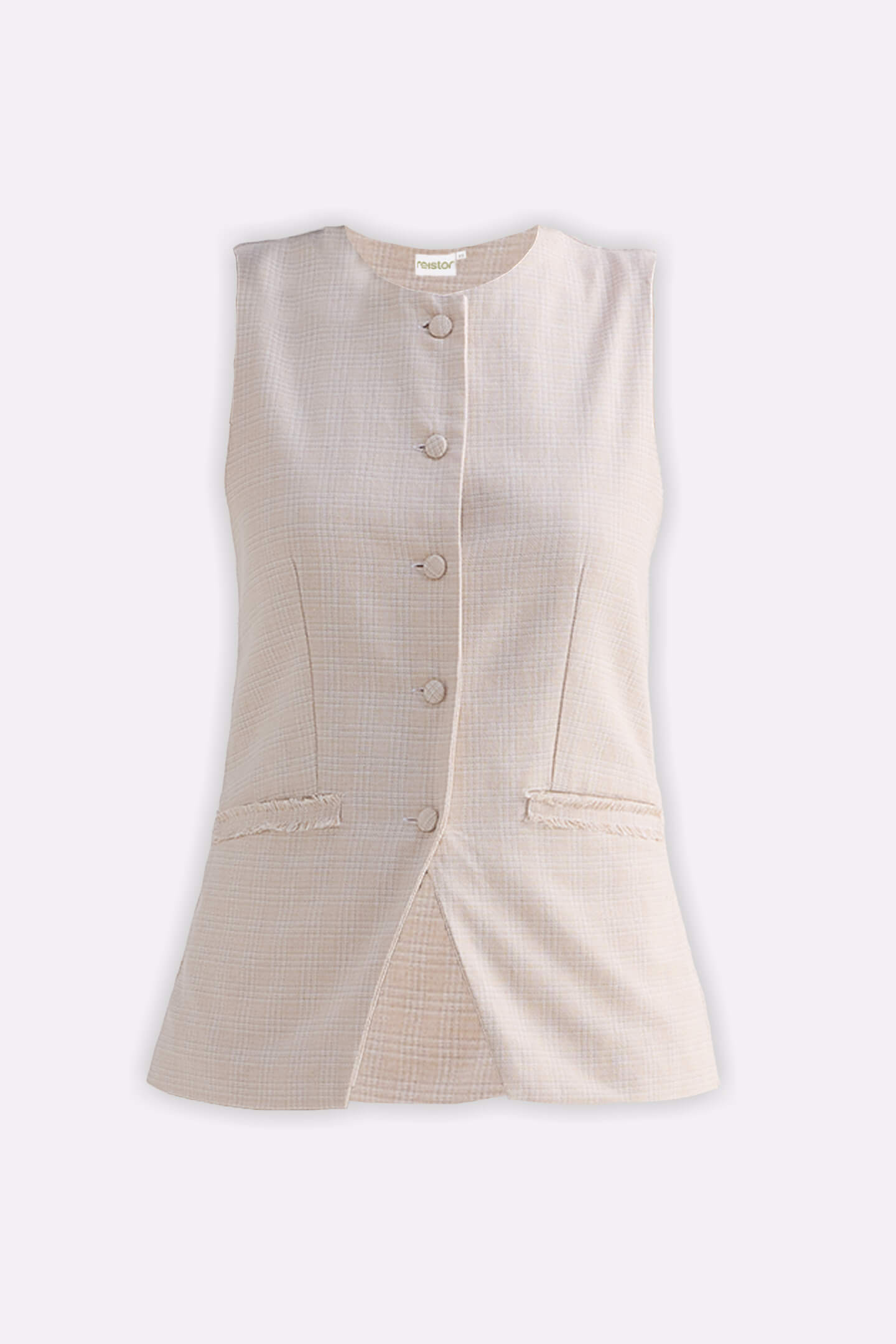 Reistor Cotton Tweed Vest Jacket in Cream
