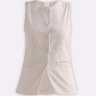 Reistor Cotton Tweed Vest Jacket in Cream