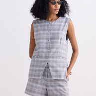 Reistor Cotton Tweed Vest Jacket in Grey