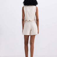 Reistor Cropped Cotton Tweed Vest in Cream