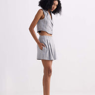 Reistor Cropped Cotton Tweed Vest in Grey