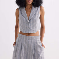 Reistor Cropped Cotton Tweed Vest in Grey