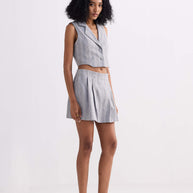 Reistor Cropped Cotton Tweed Vest in Grey