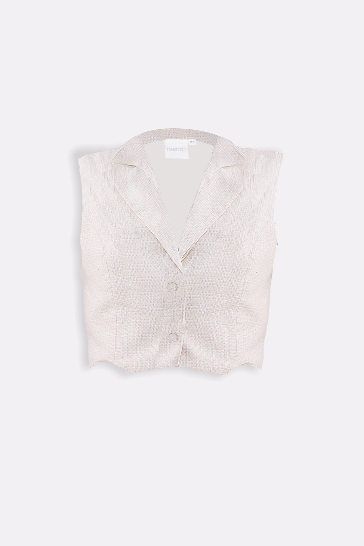 Reistor Cropped Cotton Tweed Vest in Cream