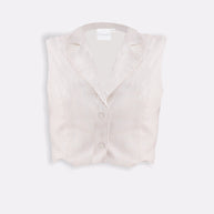 Reistor Cropped Cotton Tweed Vest in Cream