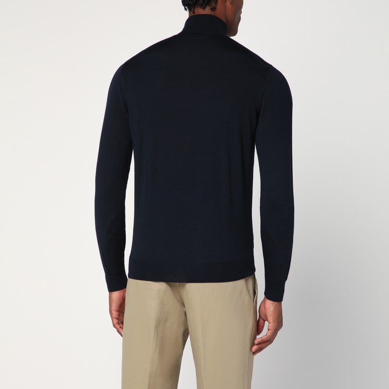 Drumohr Navy Blue Wool Turtleneck Sweater