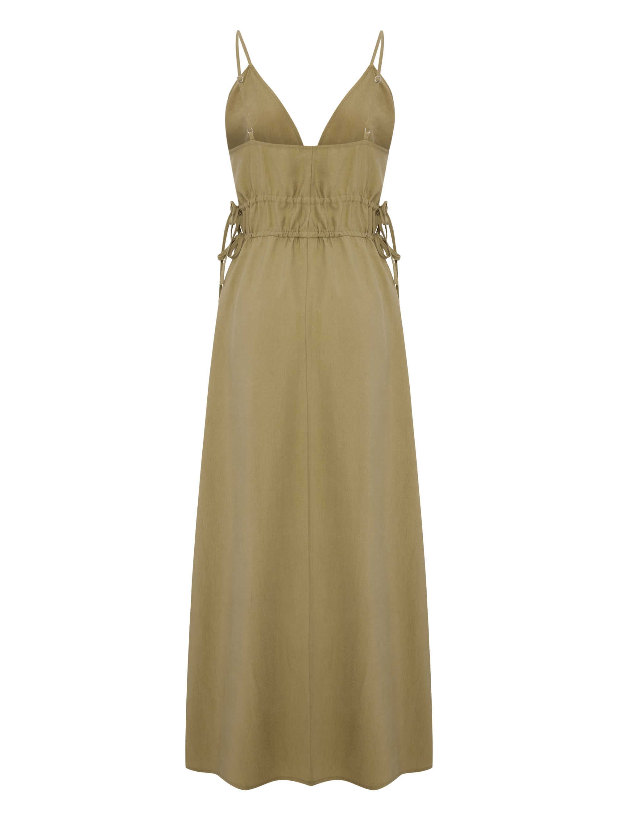Sofia Ties Maxi Dress - Khaki Green
