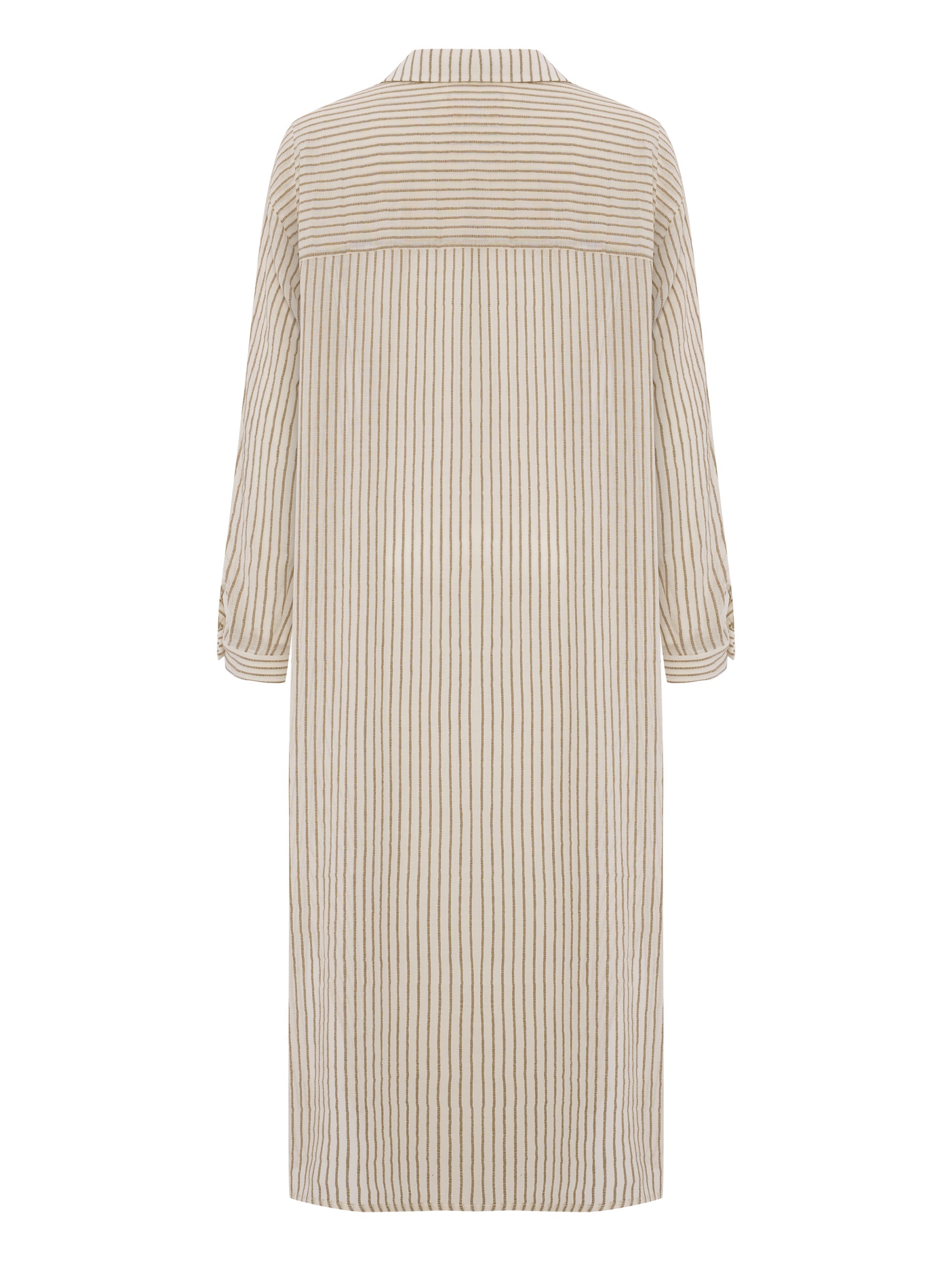 Voyage Shirt Dress - Khaki Green Stripes