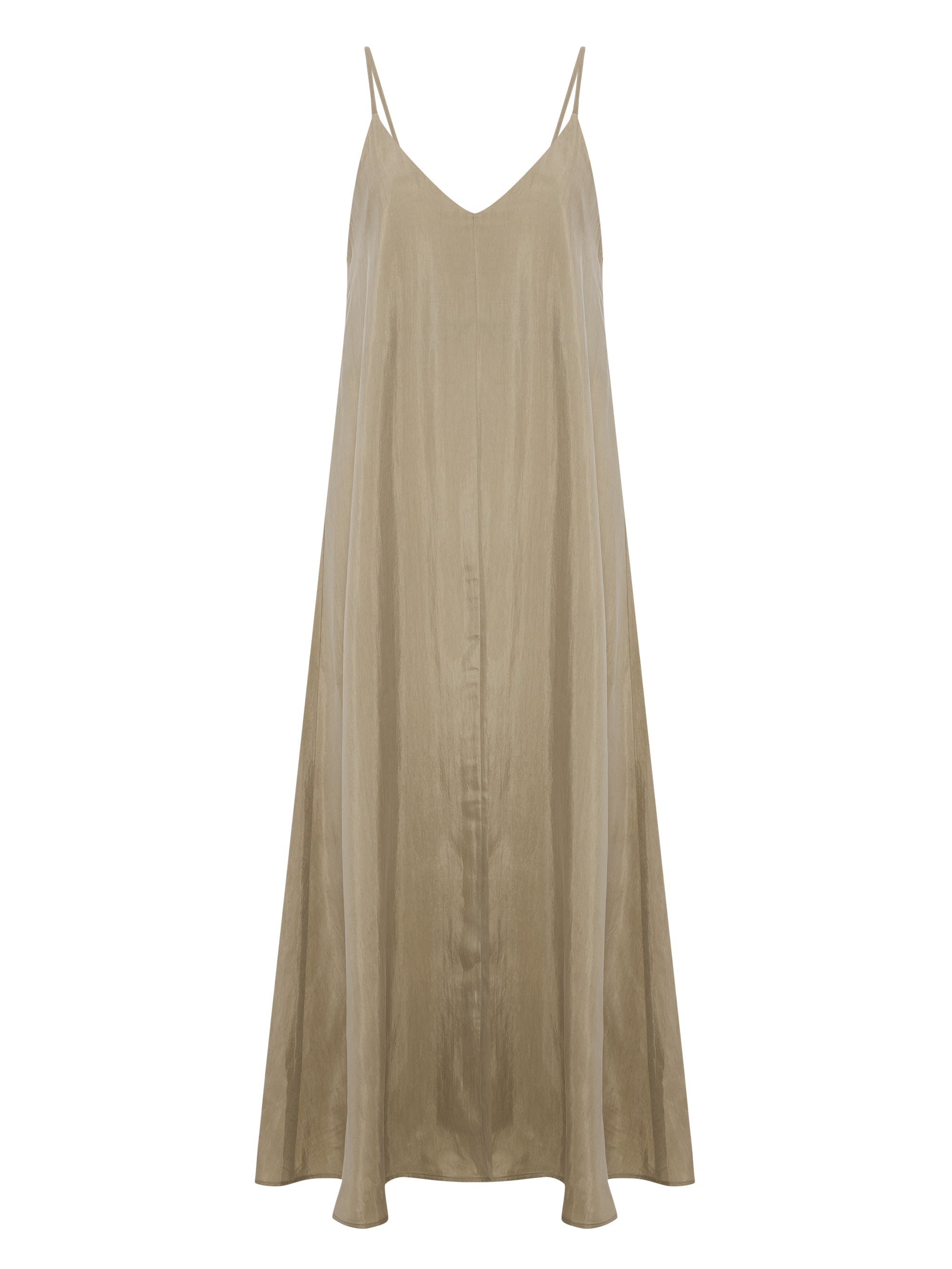 The Handloom Lucid Flow Maxi Dress - Khaki Green