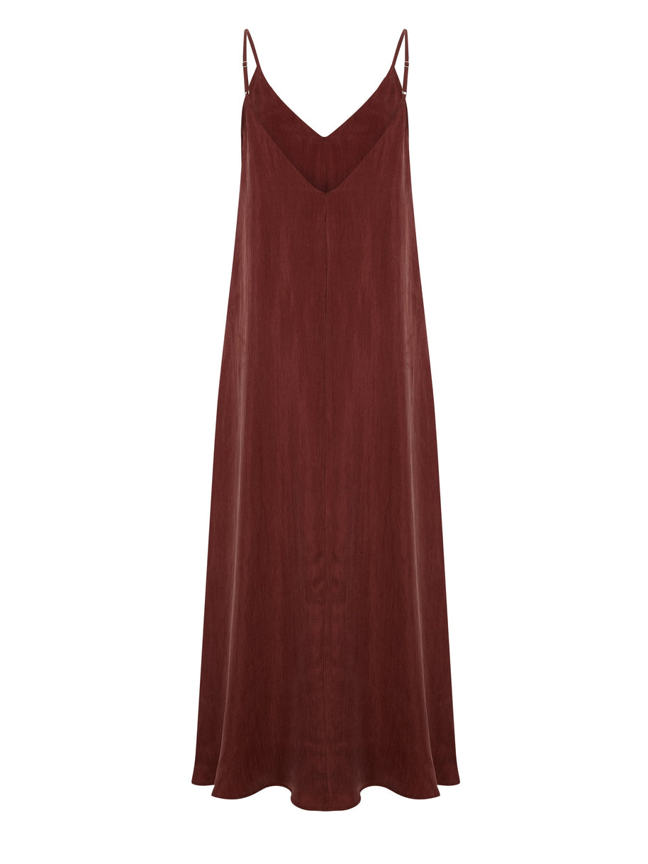 The Handloom Lucid Flow Maxi Dress - Burgundy