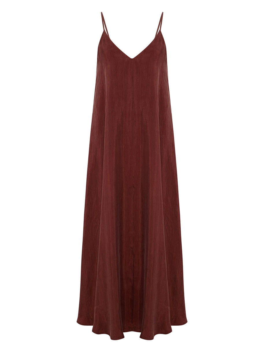 The Handloom Lucid Flow Maxi Dress - Burgundy