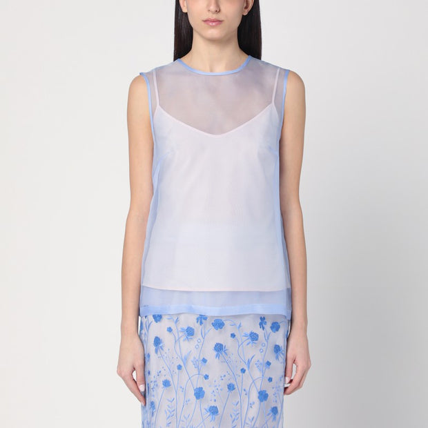 P.A.R.O.S.H. Sky Blue Tank Top In Silk