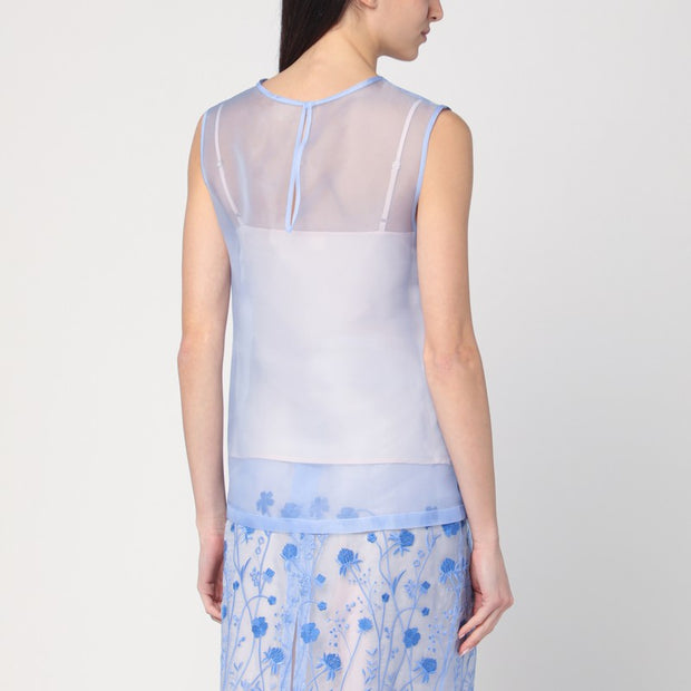 P.A.R.O.S.H. Sky Blue Tank Top In Silk