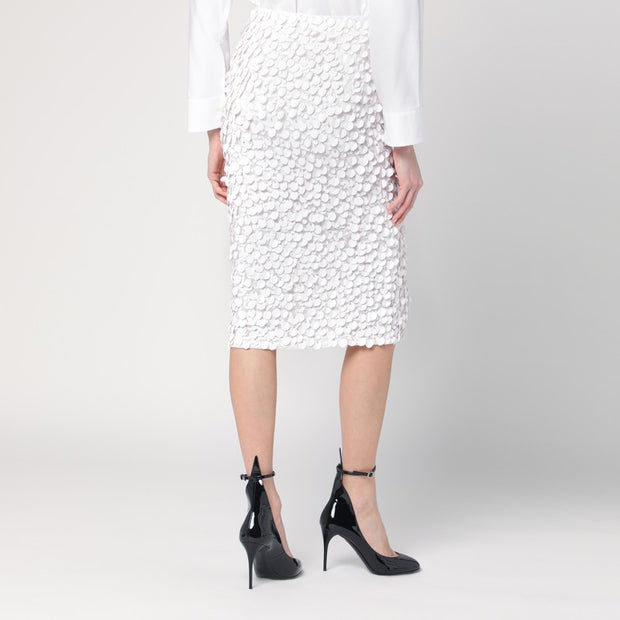 P.A.R.O.S.H. White Midi Skirt With Sequins
