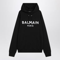 Balmain Black Cotton Hoodie With Logo