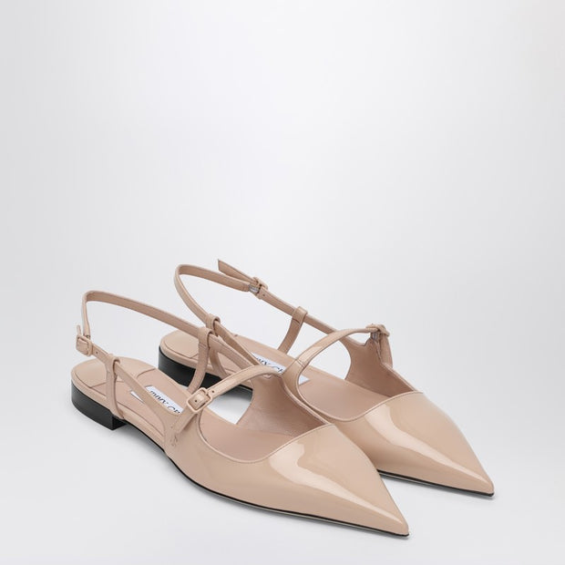 Jimmy Choo Scarpa Didi Flat Nude In Patent Leather