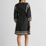 Reistor Deep V Embroidered Dress in Black