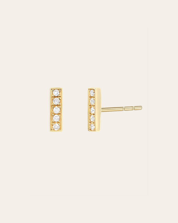 Zoe Lev Diamond Bar Stud Earrings