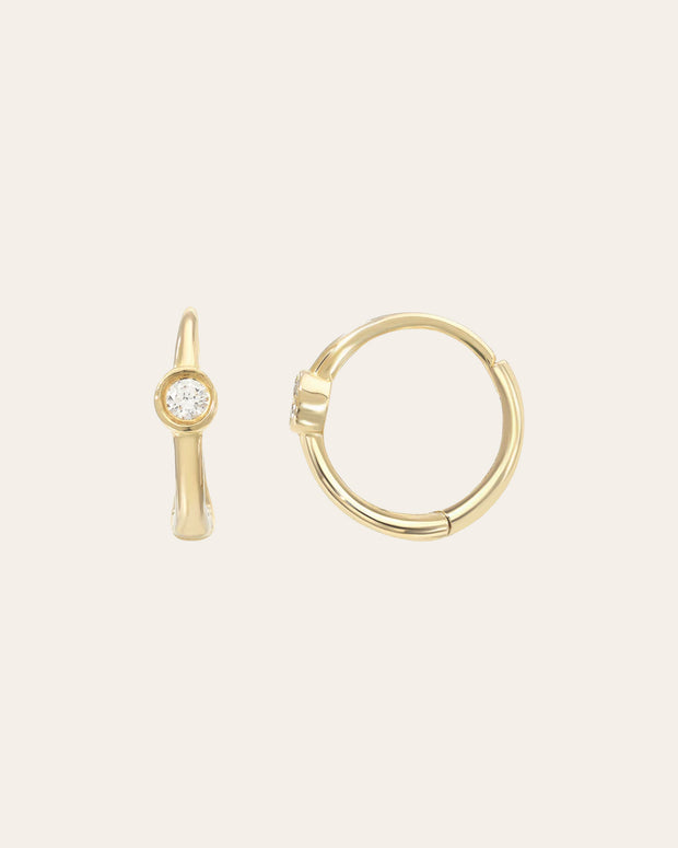 Zoe Lev Diamond Bezel Hoop Earrings