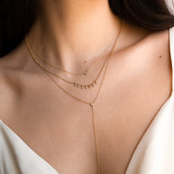 Zoe Lev 14k Gold Bezel Diamond Lariat Necklace