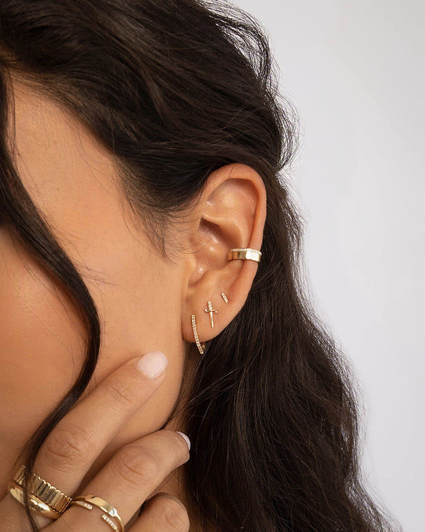 Zoe Lev Diamond Curve Huggie Earrings