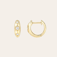 Zoe Lev Diamond Domed Starburst Huggie Earrings
