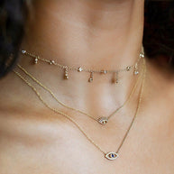Zoe Lev Diamond & Sapphire Evil Eye Necklace