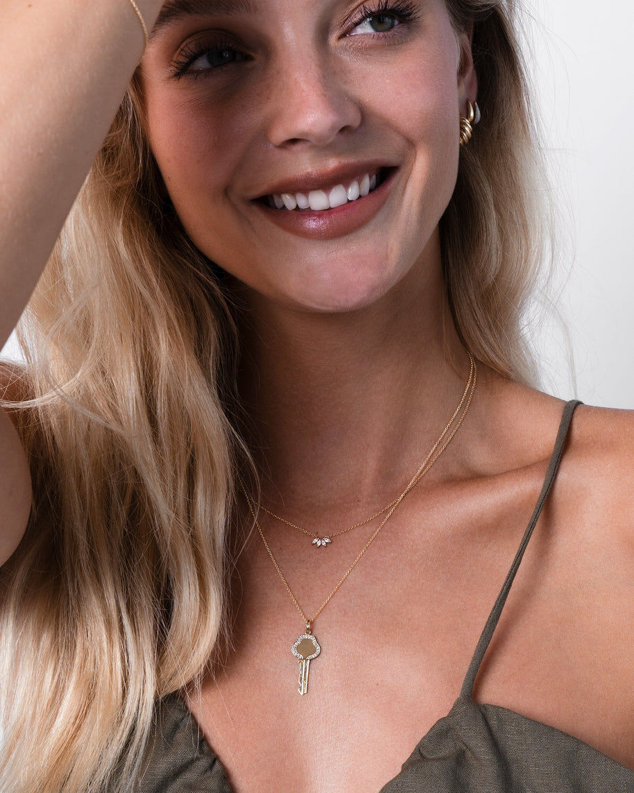 Zoe Lev Diamond Framed Key Necklace