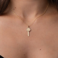 Zoe Lev Diamond Framed Key Necklace