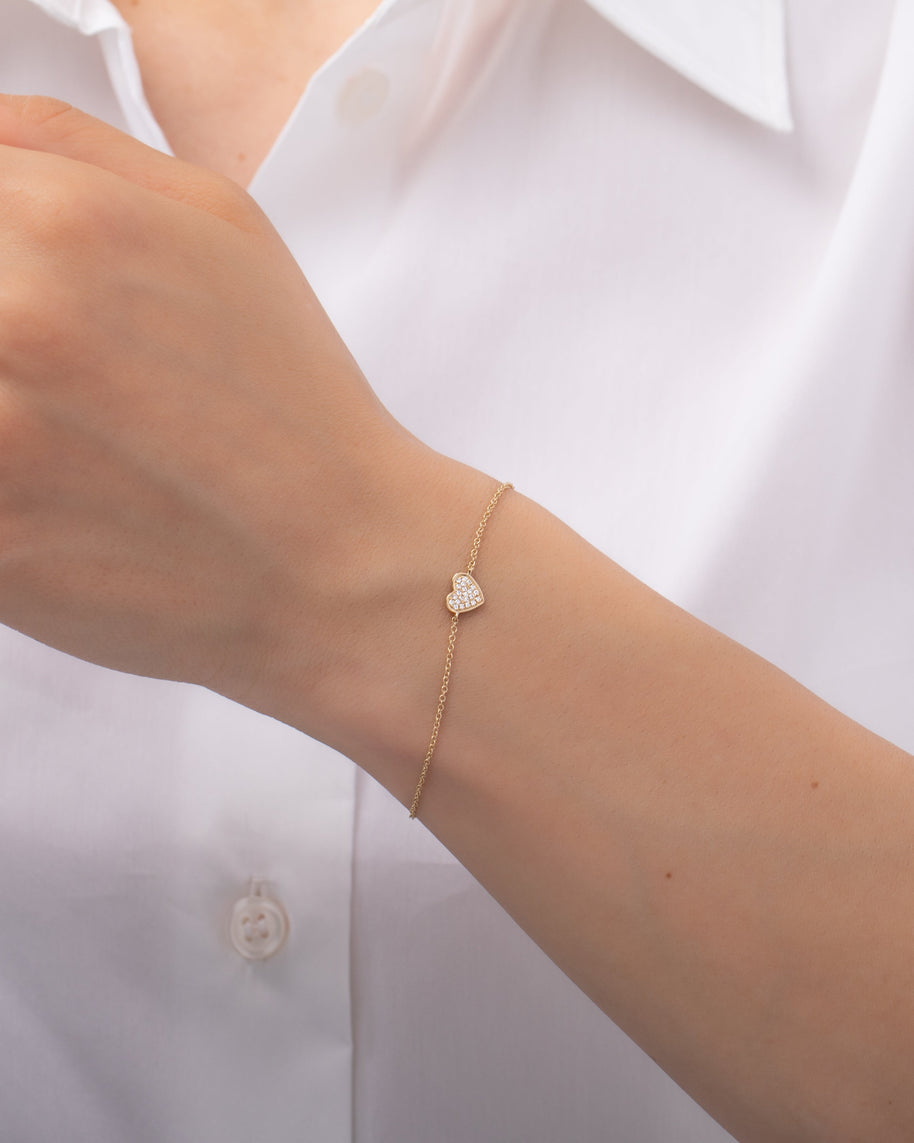 Zoe Lev Diamond Heart Bracelet
