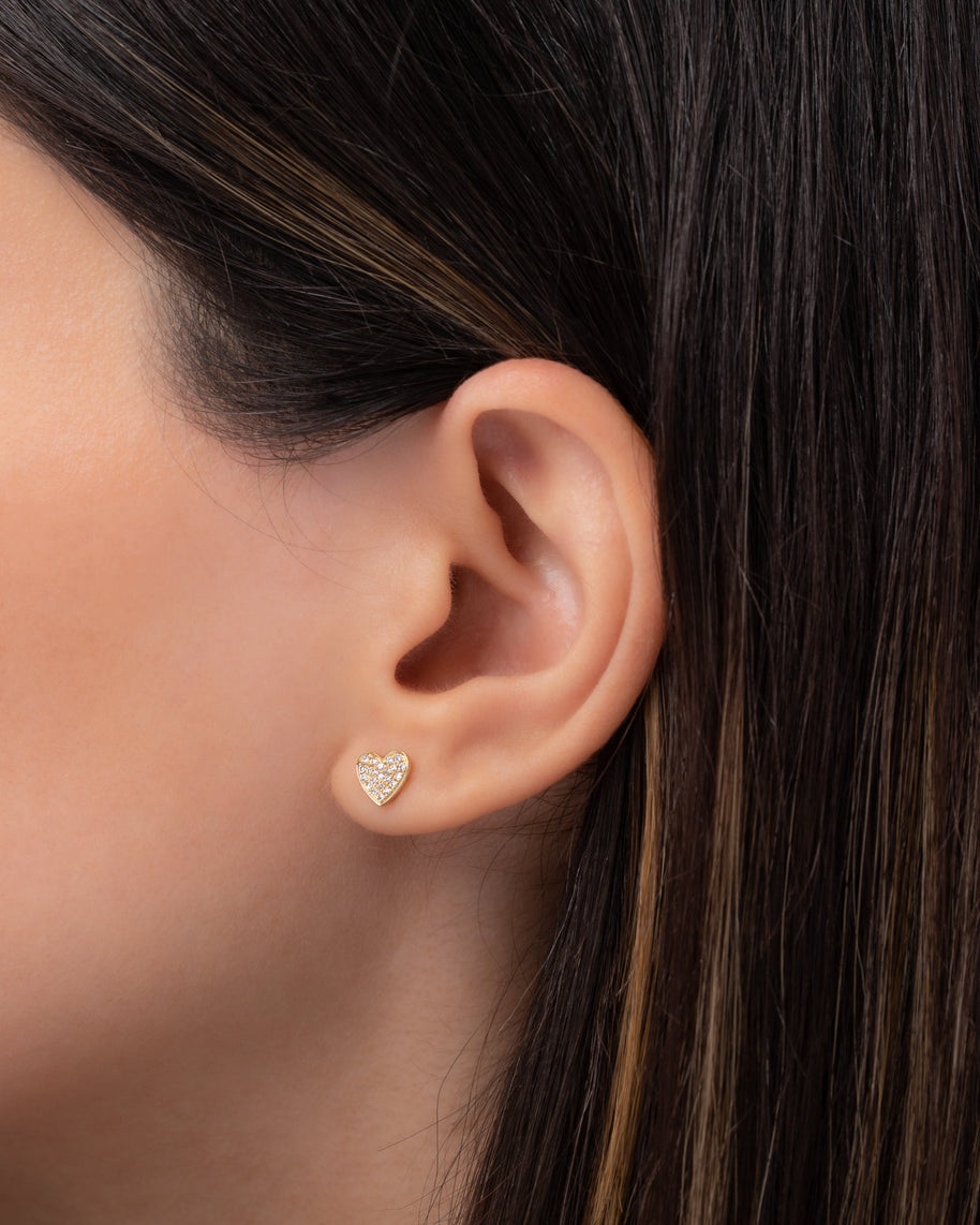 Zoe Lev Diamond Heart Stud Earrings