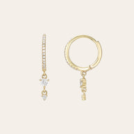 Zoe Lev Diamond Huggie Earrings With Drop Duo