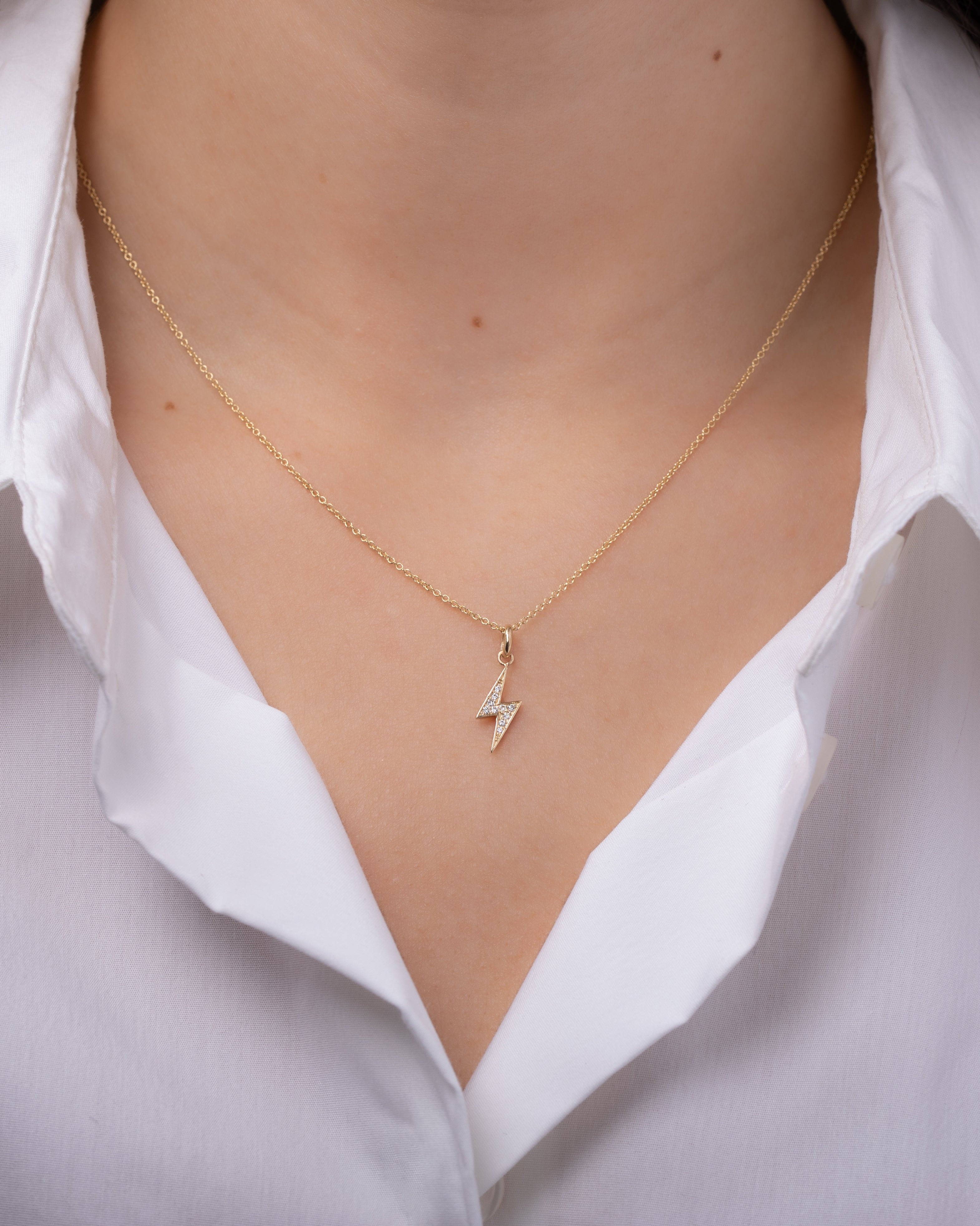 Zoe Lev Diamond Lightning Bolt Necklace