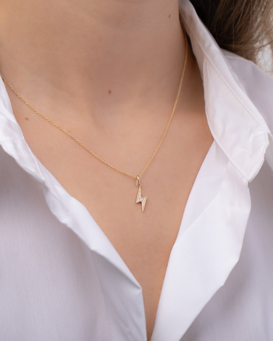 Zoe Lev Diamond Lightning Bolt Necklace