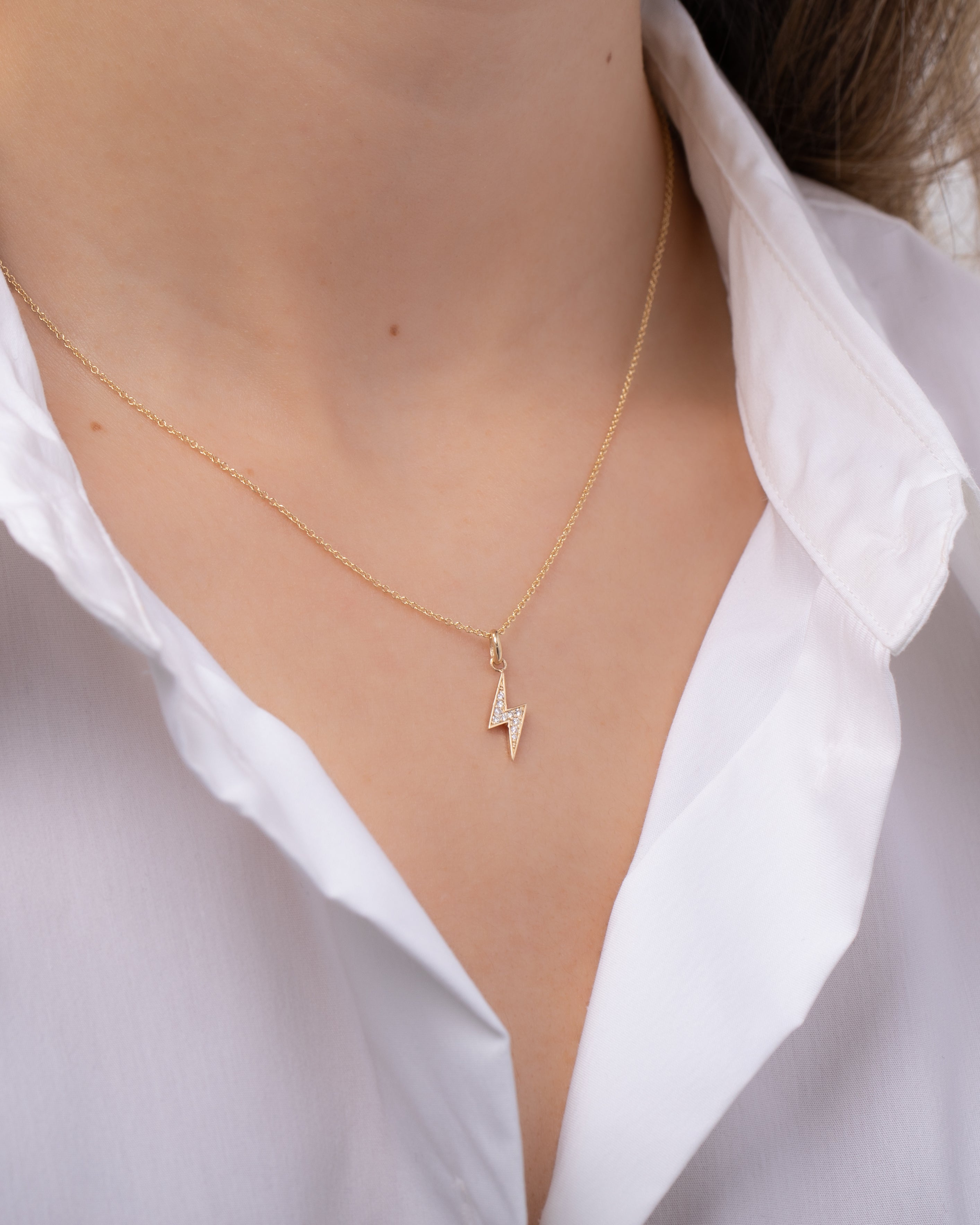 Zoe Lev Diamond Lightning Bolt Necklace
