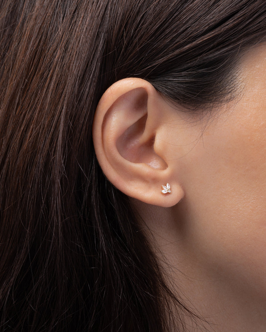 Zoe Lev Diamond Lotus Stud Earrings