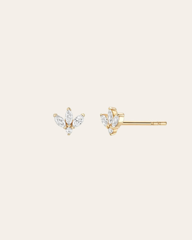 Zoe Lev Diamond Lotus Stud Earrings