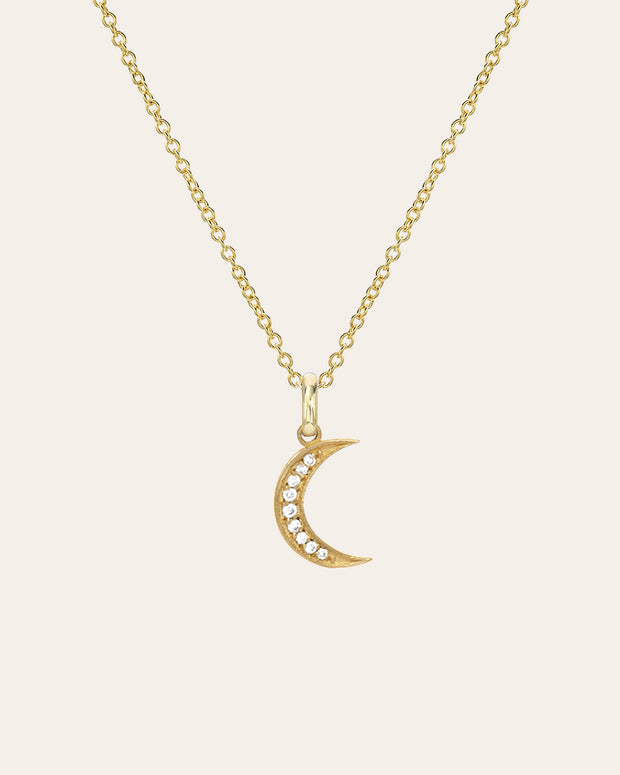 Zoe Lev Diamond Moon Necklace