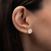 Zoe Lev Diamond Moonstone Stud Earrings