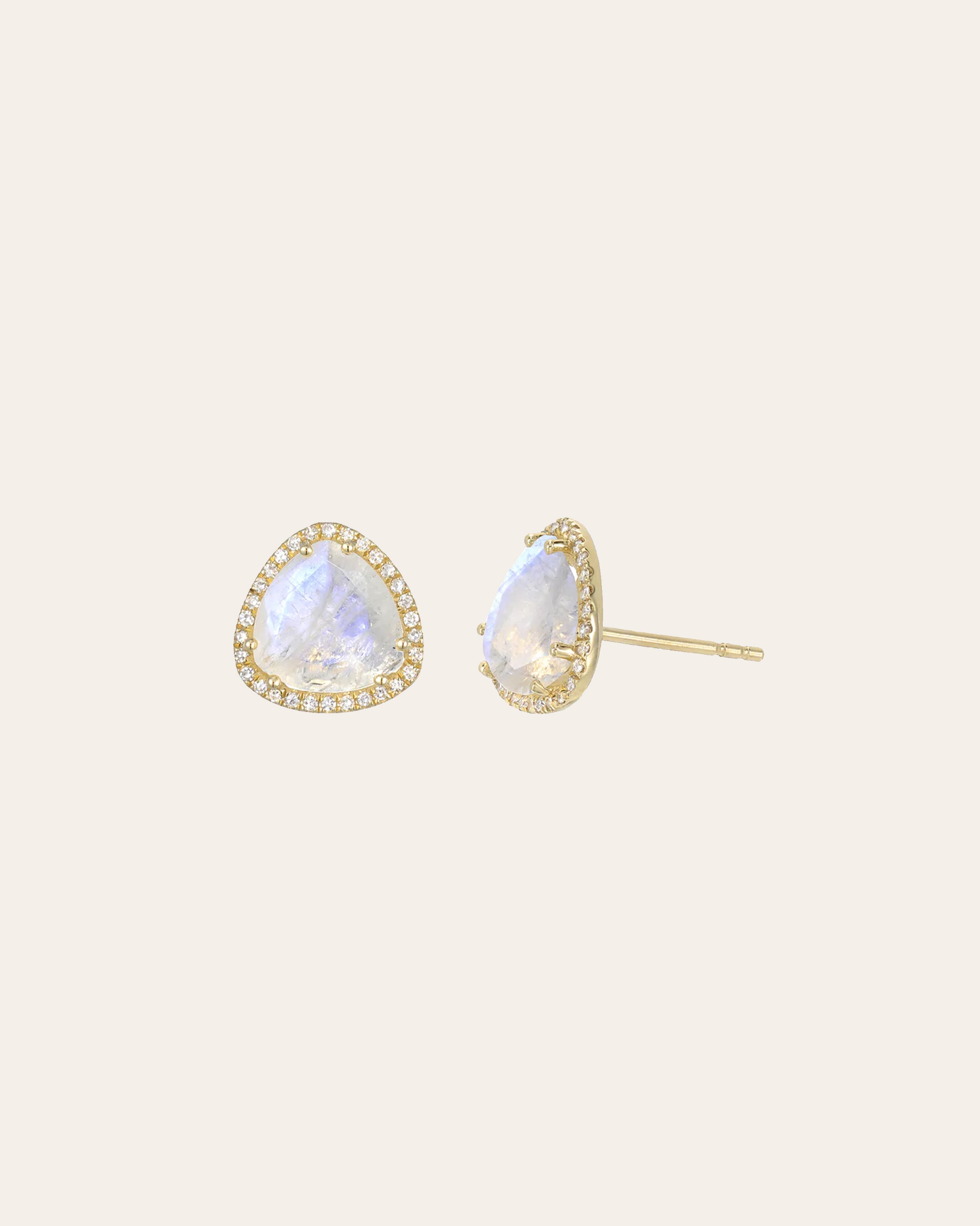 Zoe Lev Diamond Moonstone Stud Earrings