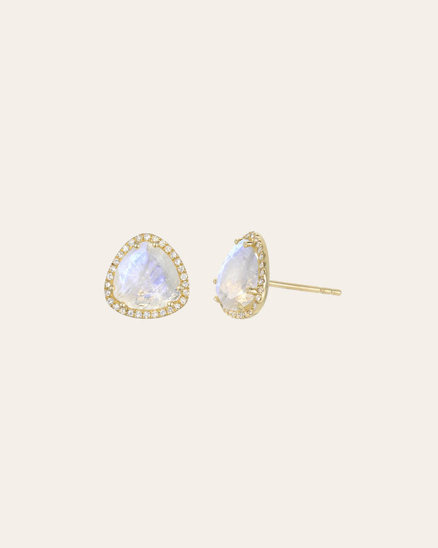 Zoe Lev Diamond Moonstone Stud Earrings