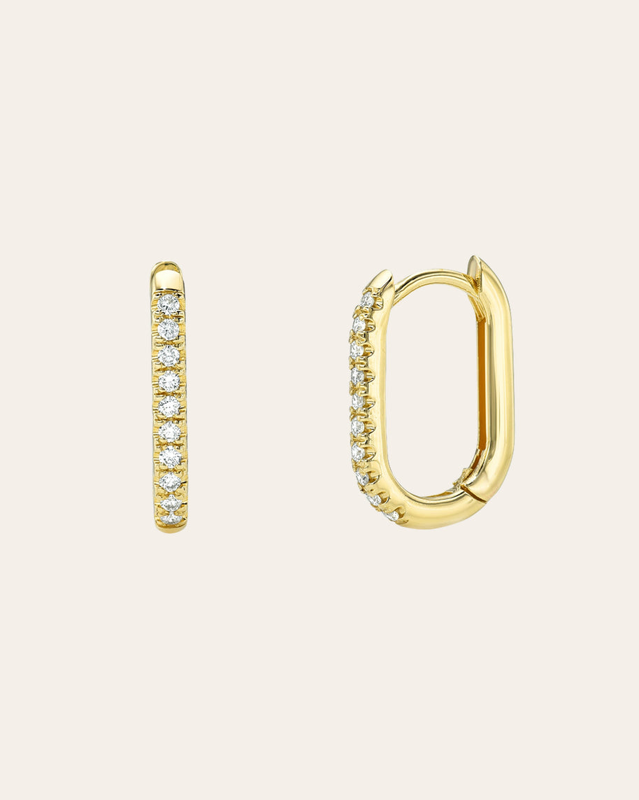 Zoe Lev Diamond Oval Hoop Earrings