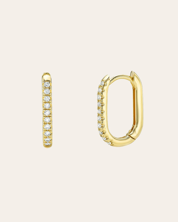 Zoe Lev Diamond Oval Hoop Earrings